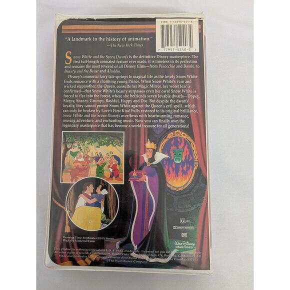 Walt Disney Snow White and the Seven Dwarfs Doblada Spanish Edition VHS Tape - Picture 2 of 4